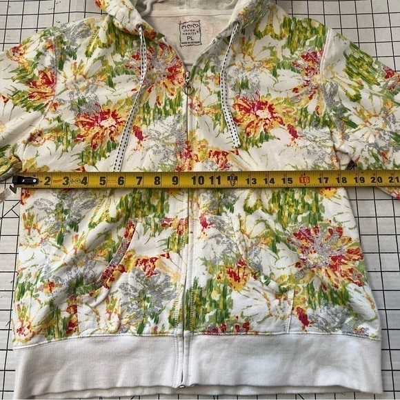 Three Hearts Floral Zip Up Hooded Sweatshirt Size PL New No Tags. Colorful - Picture 4 of 6